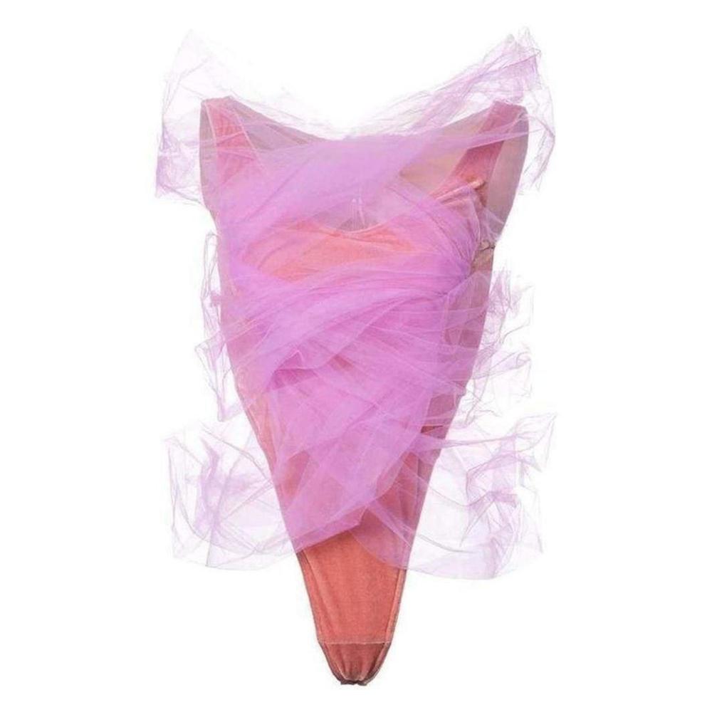 Y/Project - Pink Tulle Layer Second Skin Bodysuit - XS